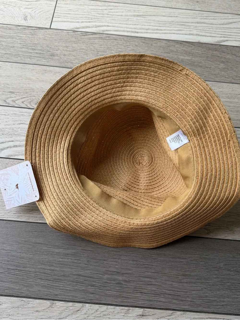 Tommy Bahama Kids Tan Straw Sun Hat with Pastel Floral Bow New